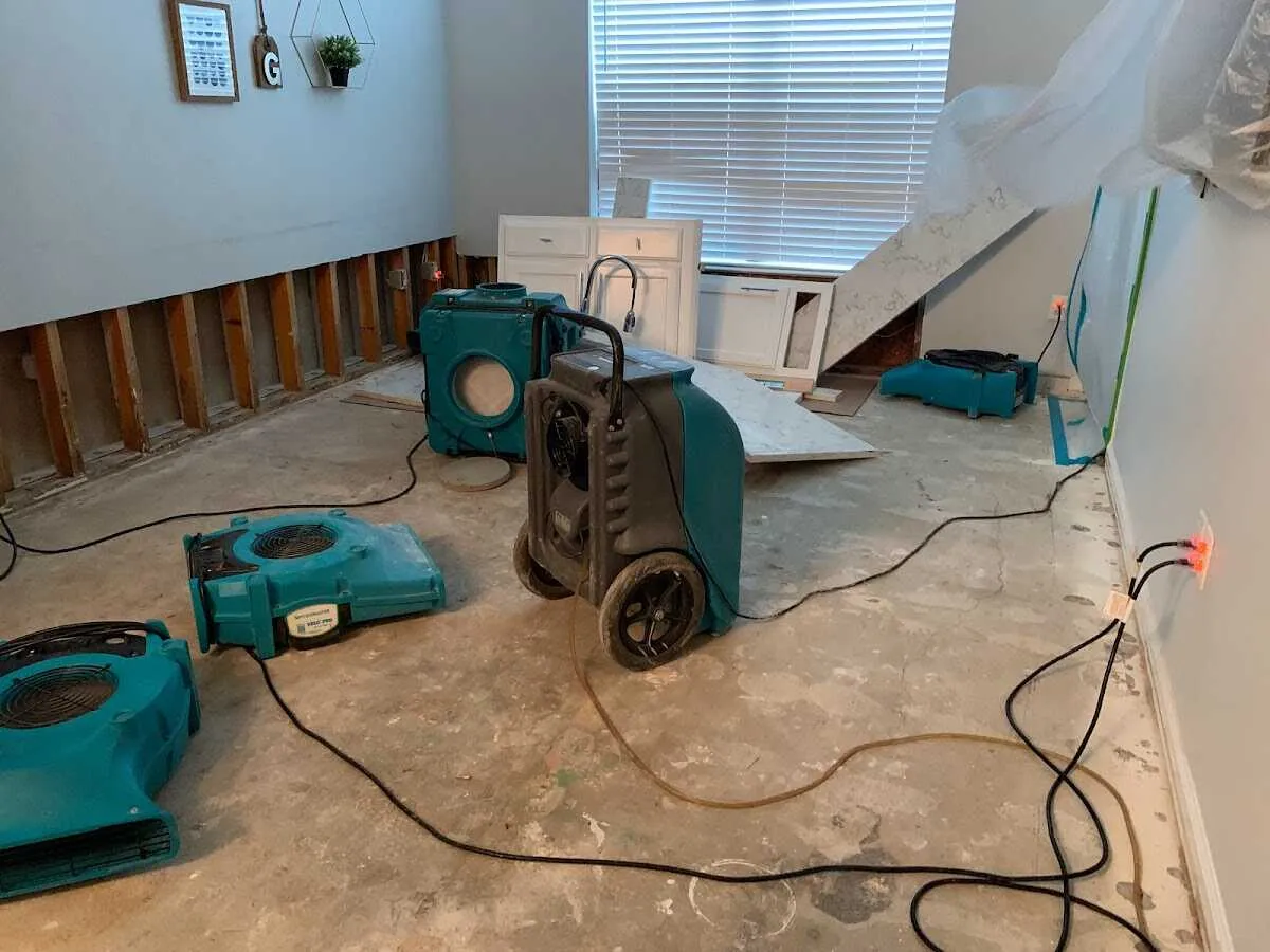 Dehumidifier in flood-cut room for Water Damage Restoration in Biloxi
